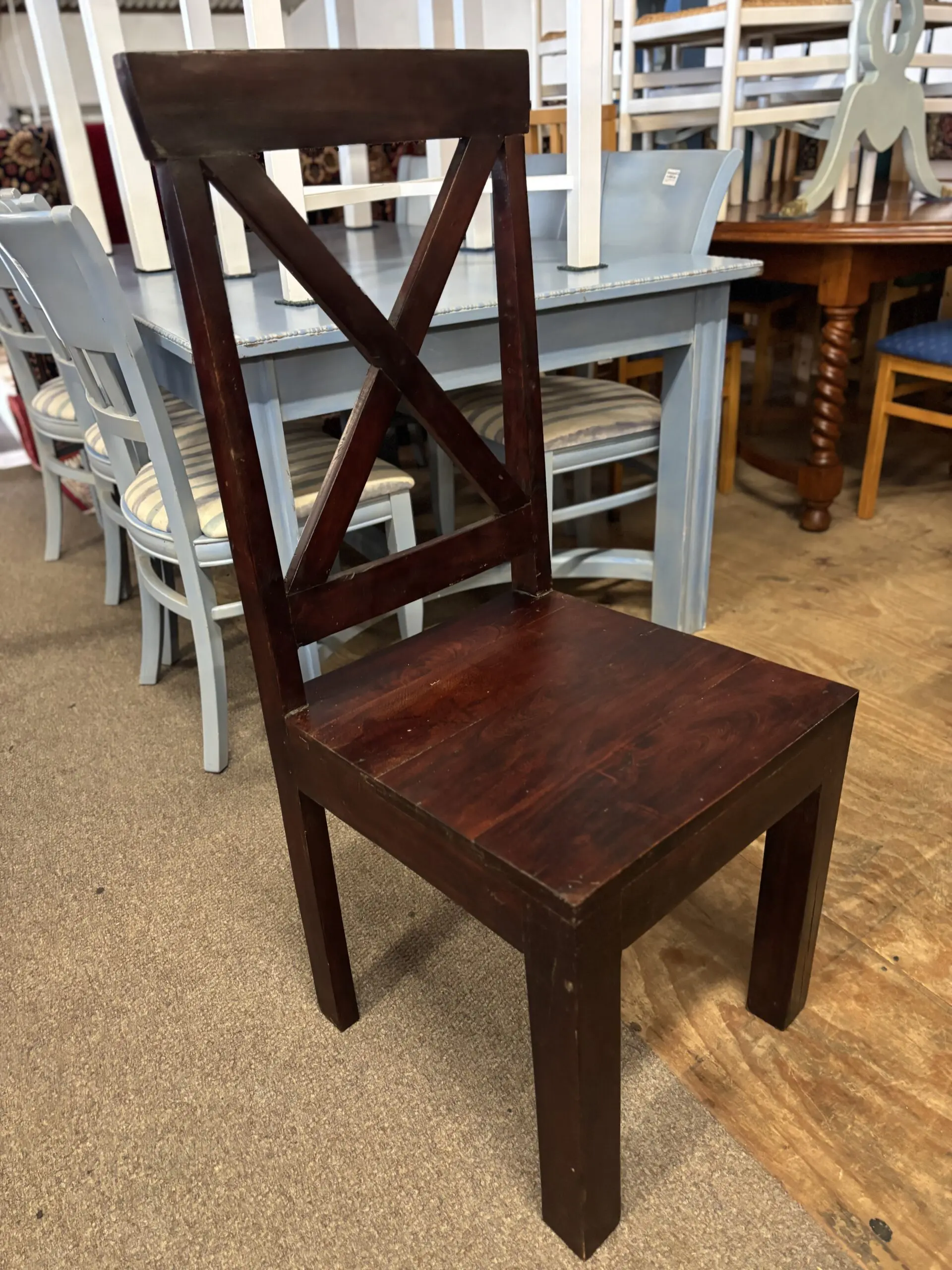 Solid Dark Wood Square Table 8-Seater Dining Suite - Image 2
