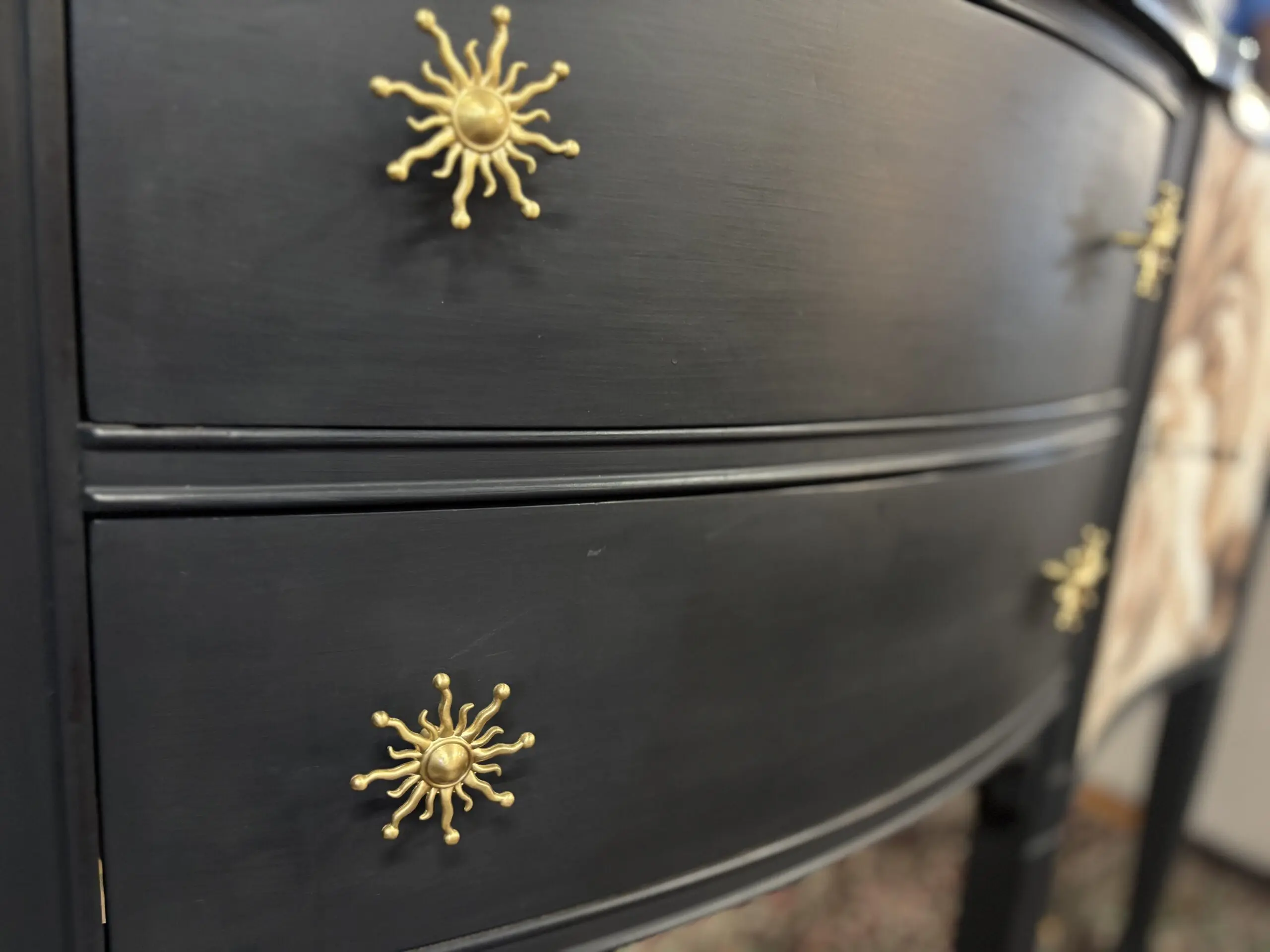 Elegant Upcycled Curved Sideboard with Rose Motif Doors - Image 3