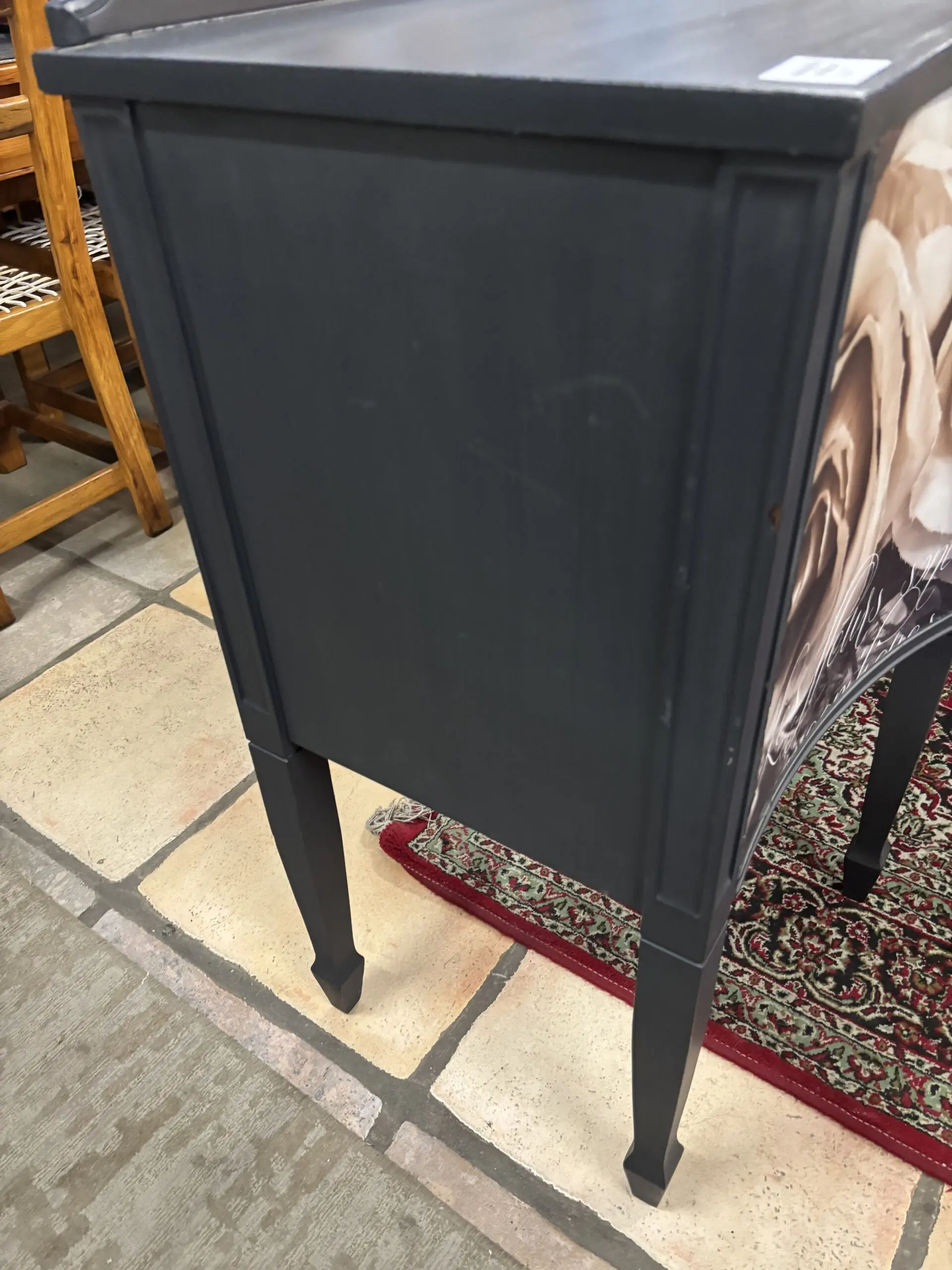 Elegant Upcycled Curved Sideboard with Rose Motif Doors - Image 6
