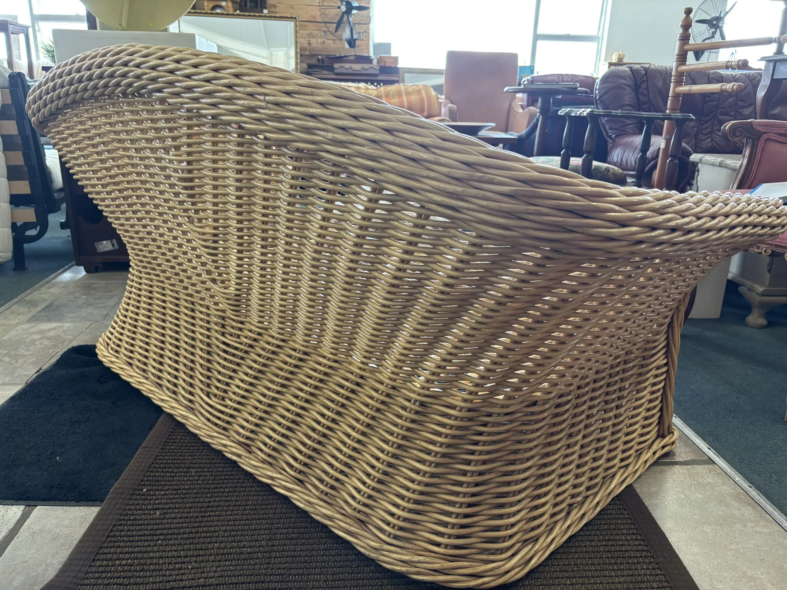 Contemporary Wicker Loveseat with Deep Buttoned Cushion - Image 6