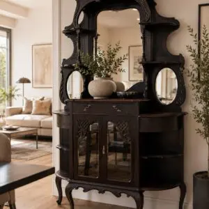 Edwardian / Late Victorian Display Cabinet with Mirror Back