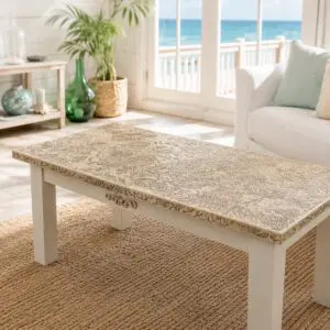 Handcrafted Upcycled Stencil Coffee Table by Furniture Artist