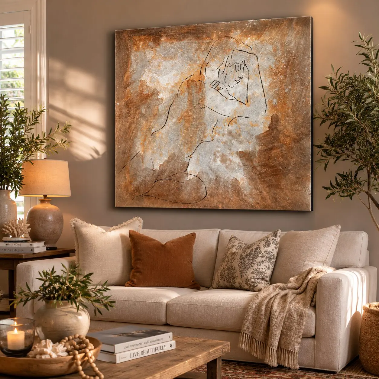 Leon Muller & Petrus Viljoen Large Figurative Artwork 130x130cm