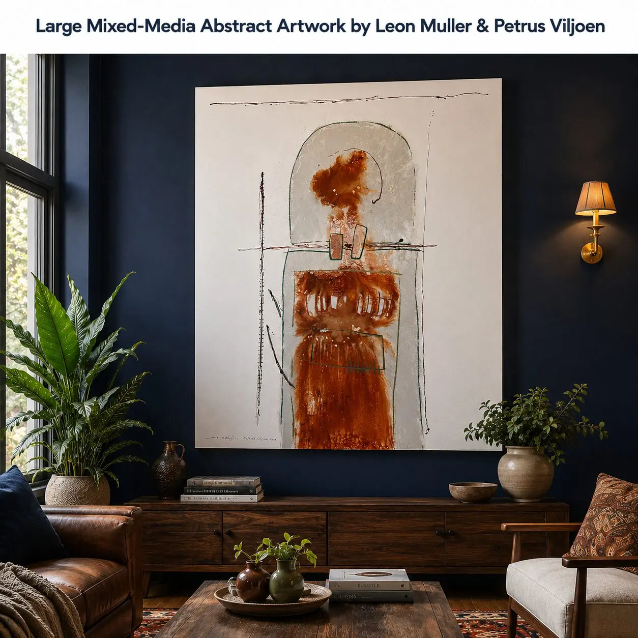 Large Abstract Mixed-Media Artwork by Muller & Viljoen