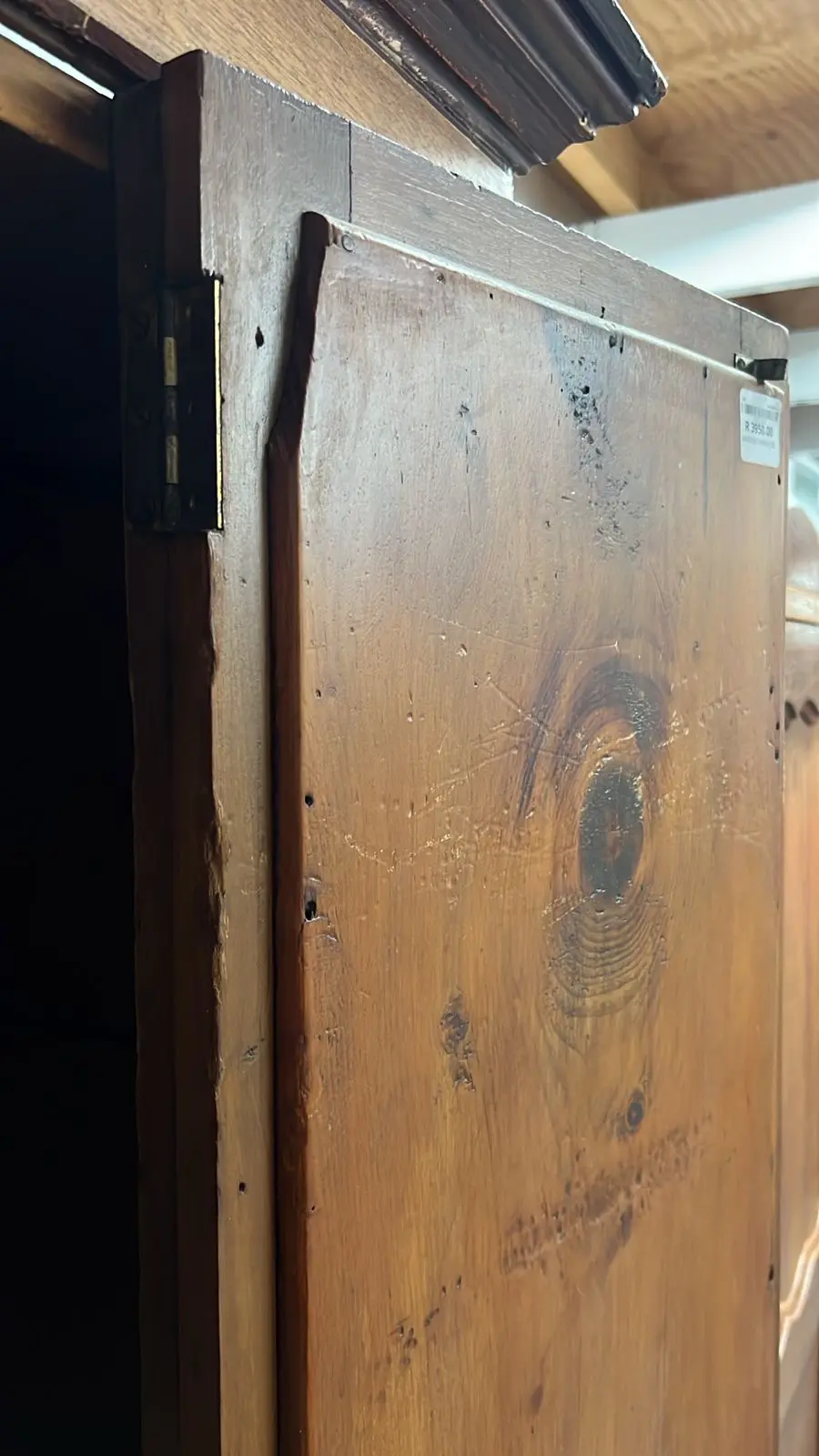 Rustic Pine & Mirror Double Door Wardrobe with Drawer - Image 3