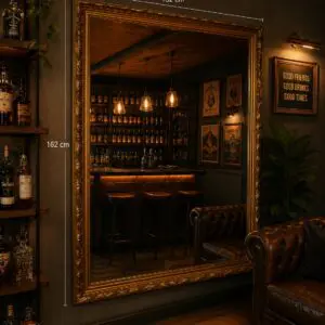 Large Vintage Gilt Framed Floor Mirror with Ornate Detail