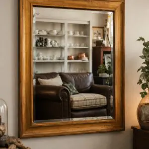 Large Vintage Bevelled Mirror in Gilt-Toned Wooden Frame