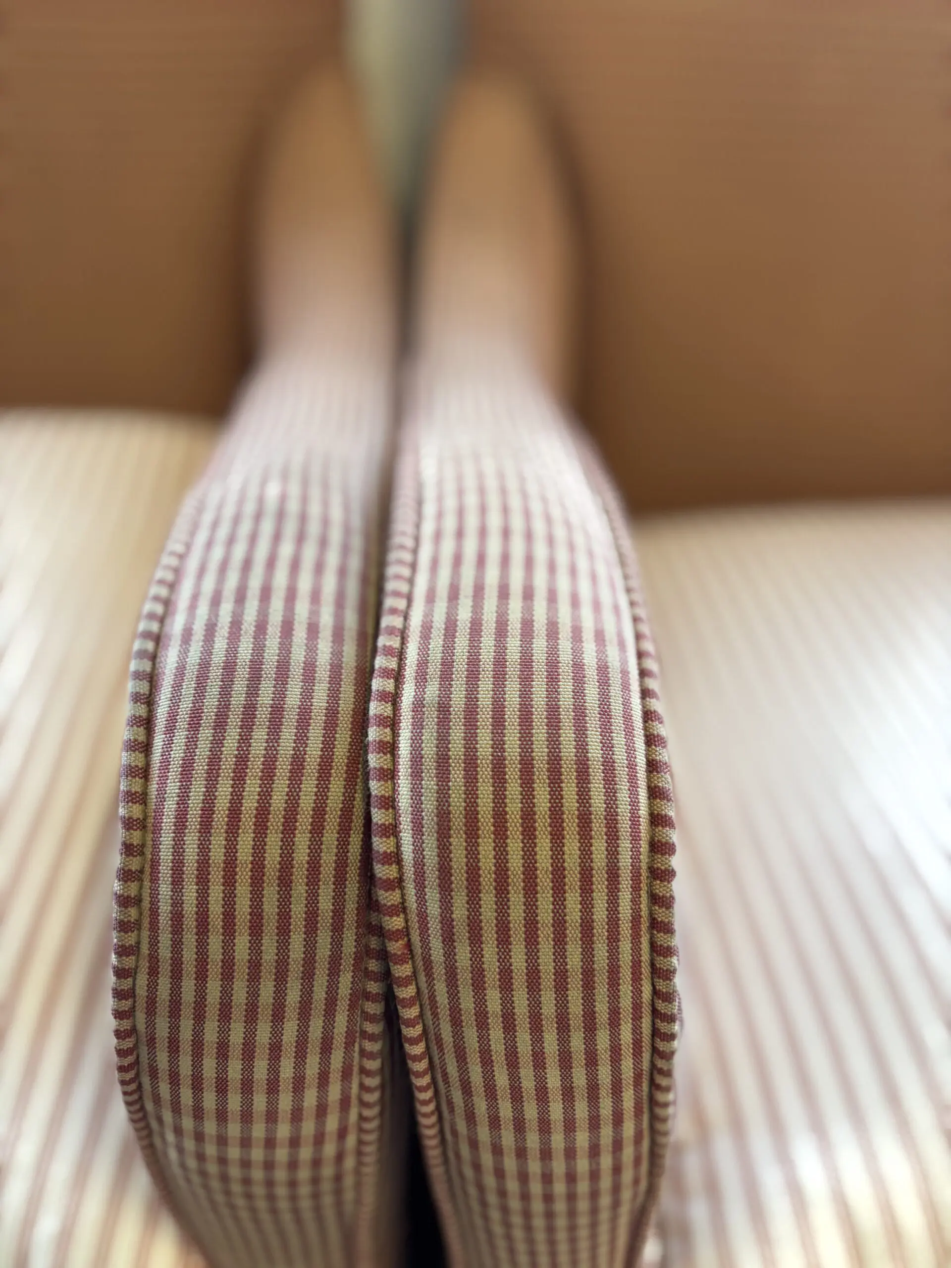 High-Back Red & Cream Striped Armchairs with Cushions - Image 3