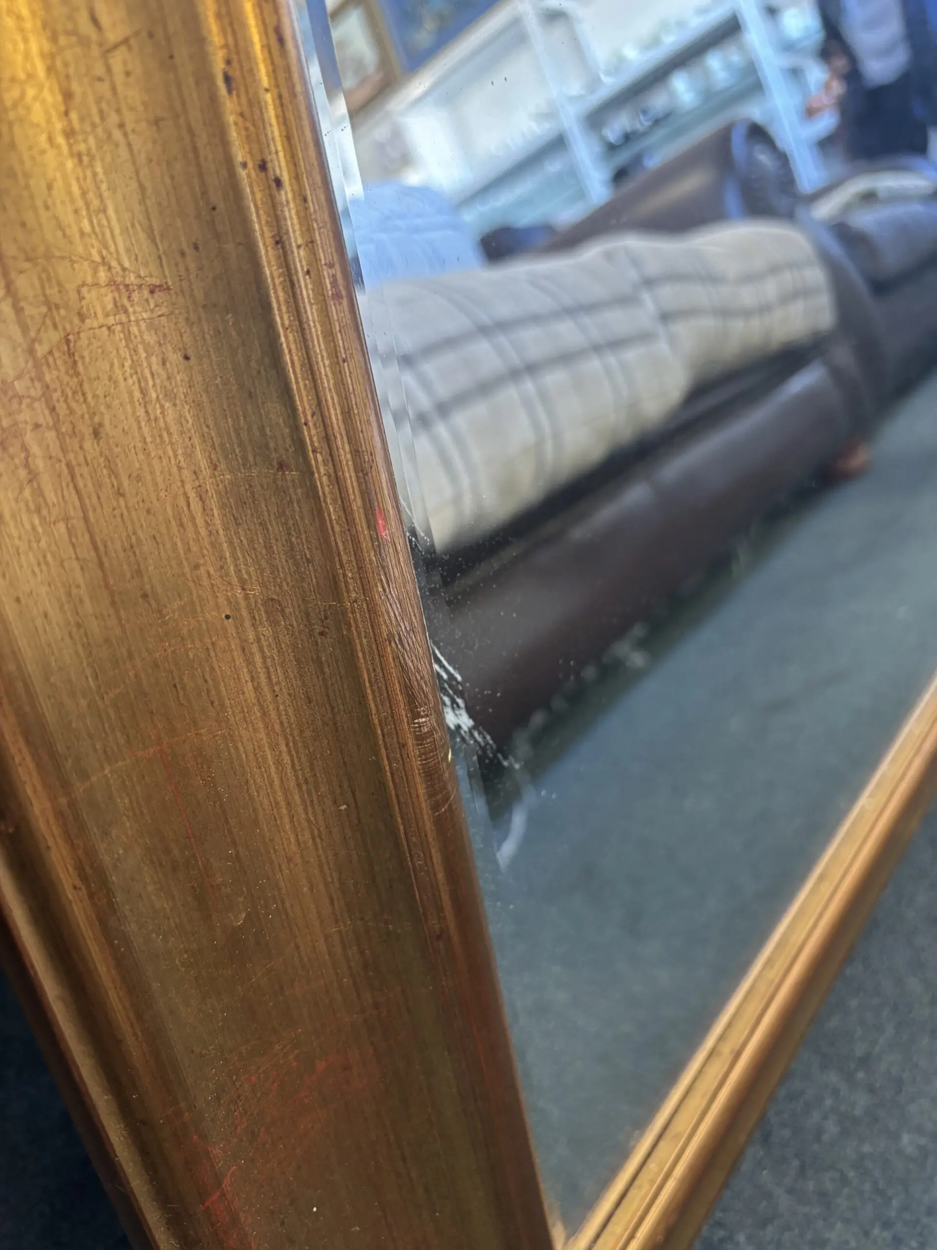 Large Vintage Bevelled Mirror in Gilt-Toned Wooden Frame - Image 3