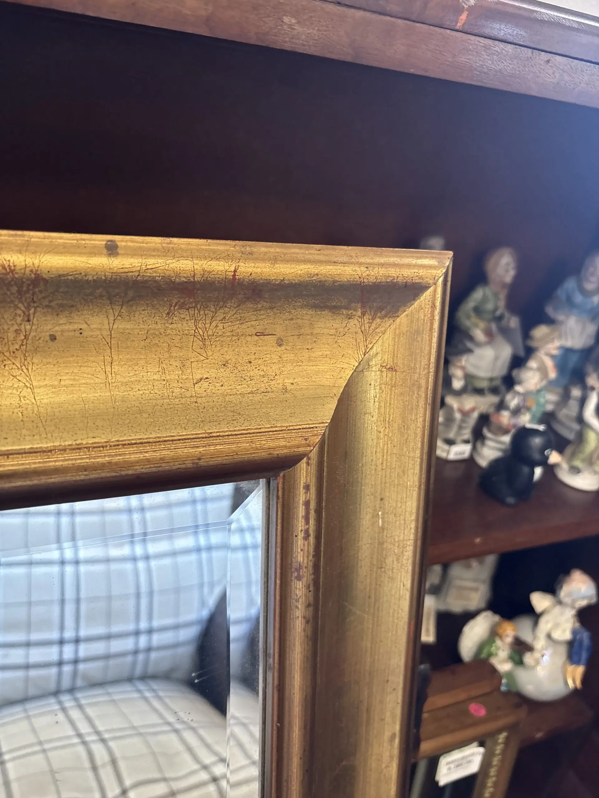 Large Vintage Bevelled Mirror in Gilt-Toned Wooden Frame - Image 2