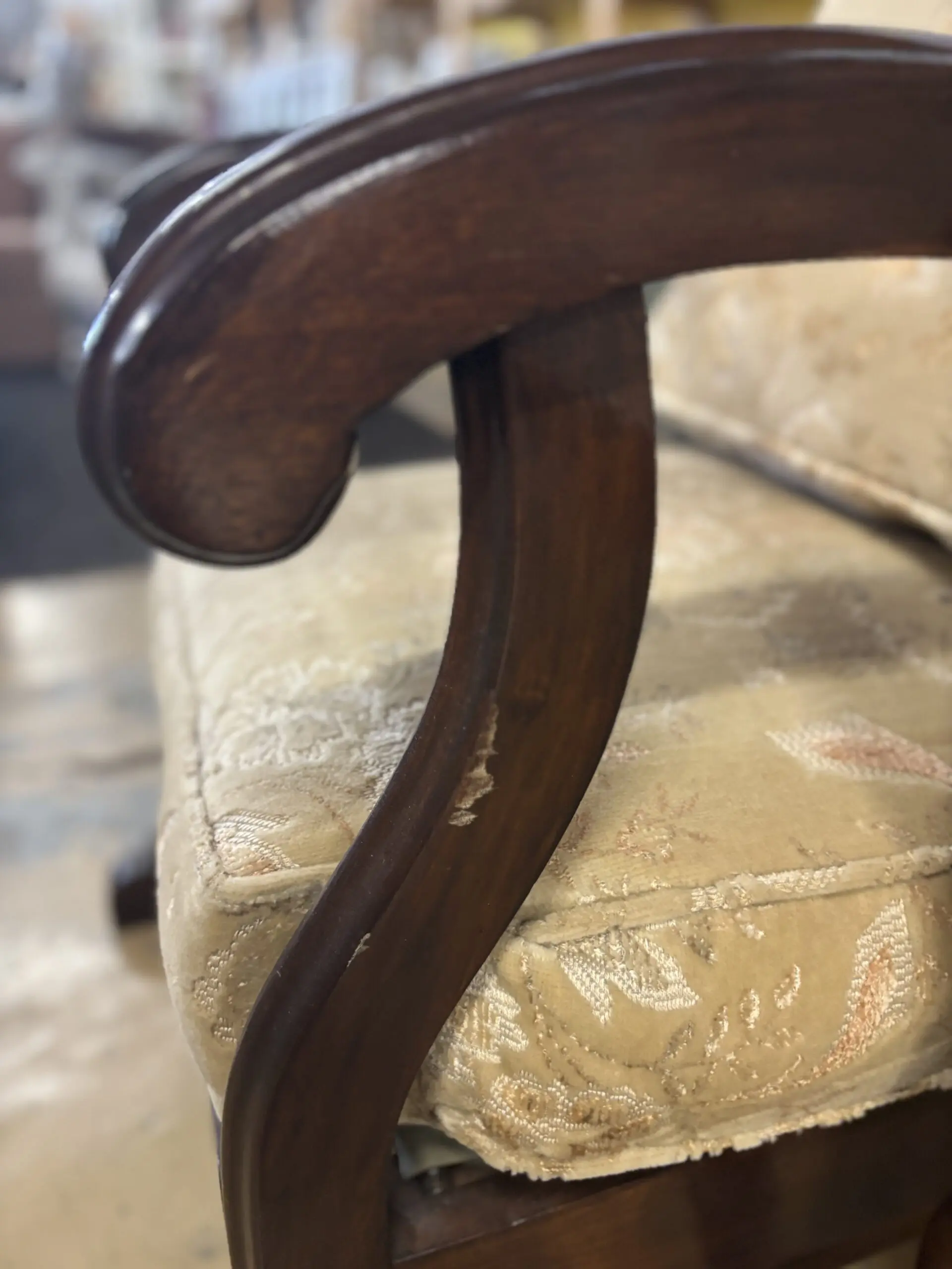 Vintage Imbuia Cane-Back Rocking Armchair with Cushions - Image 2