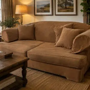 Large Mocha Microsuede 3-Seater Sofa with Scatter Cushions