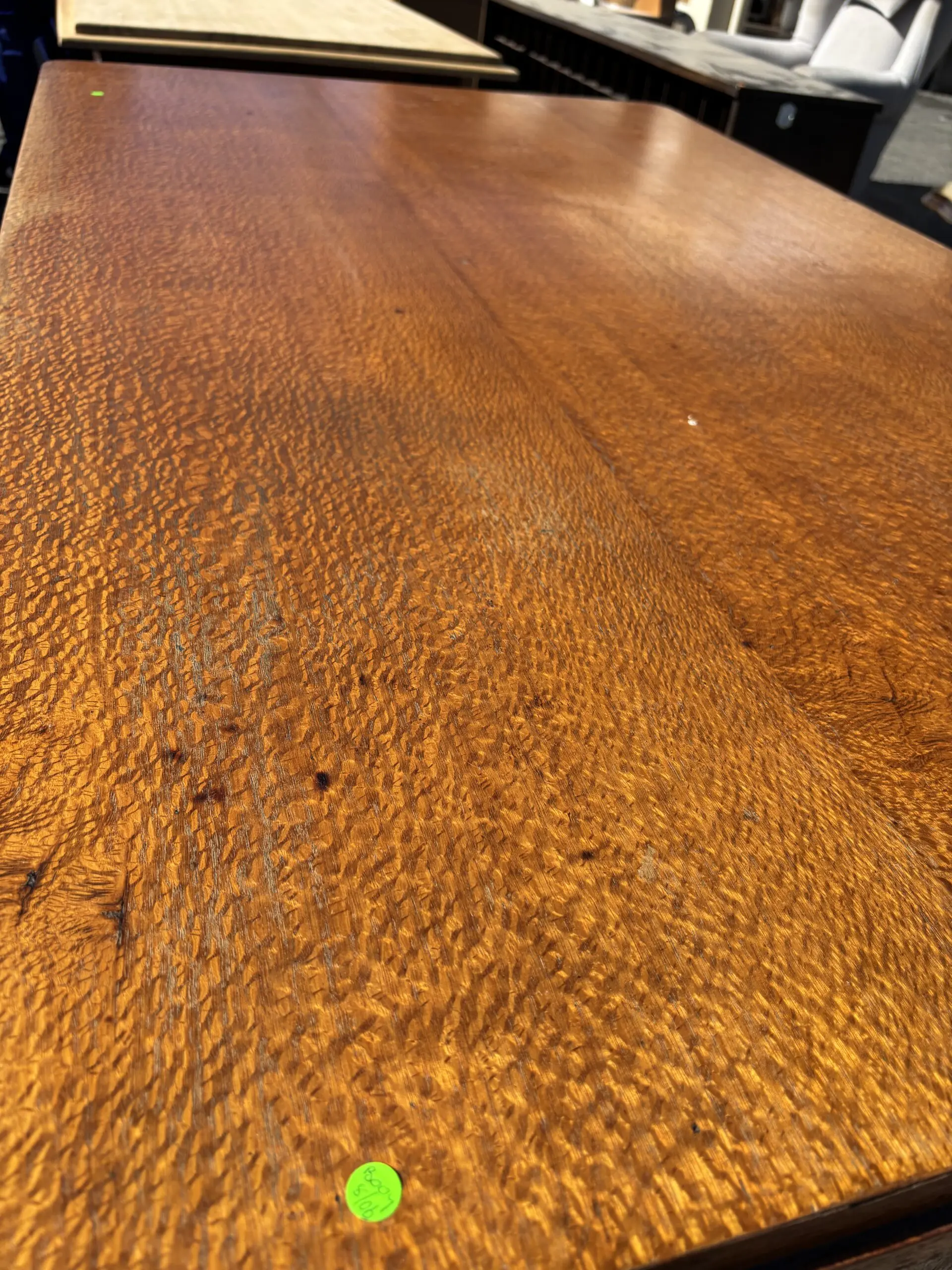 Vintage Tiger Oak Pedestal Desk with Hidden Door (missing key) - Image 2
