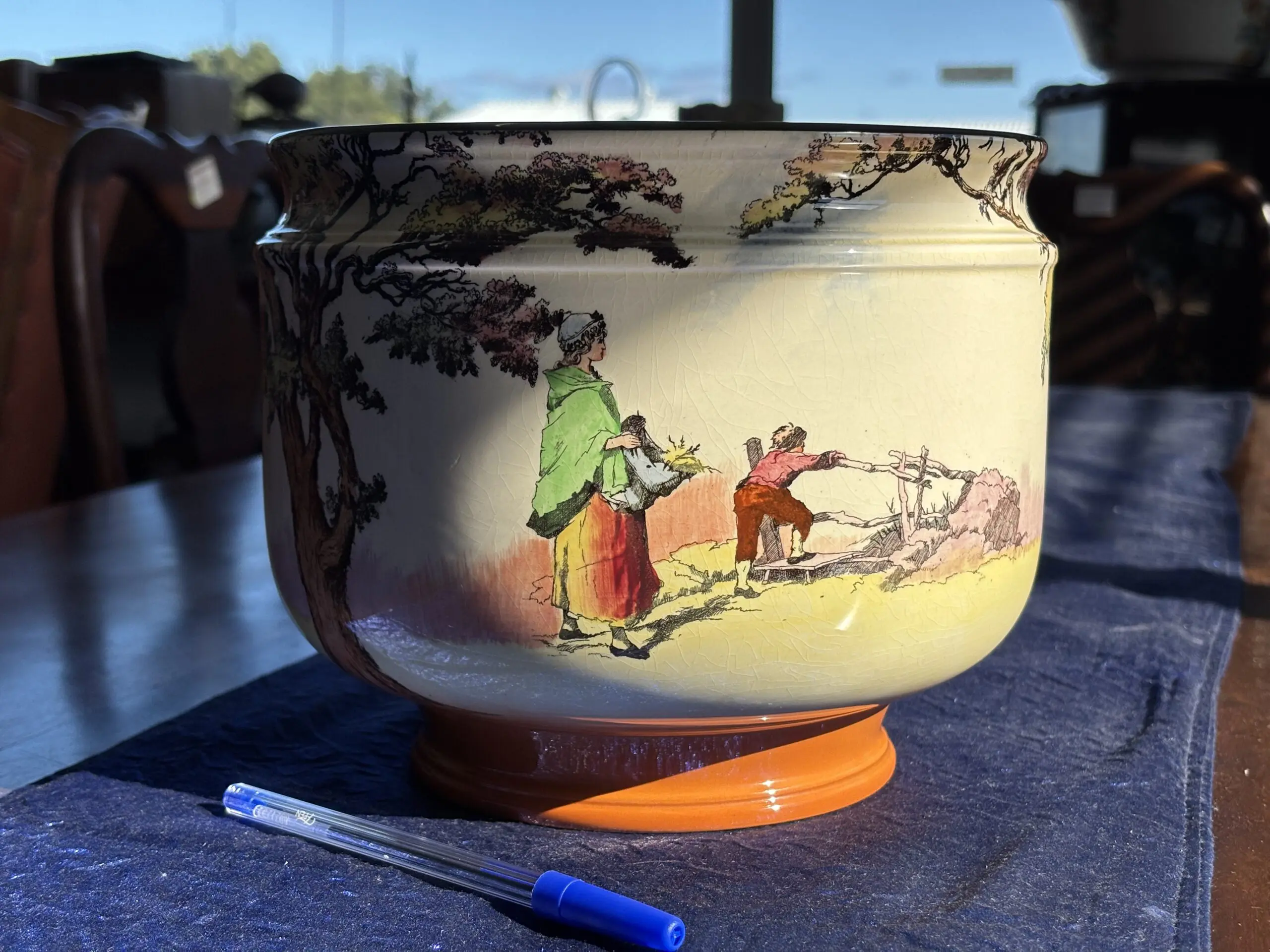 Vintage Royal Doulton Pastoral Scene Jardiniere Planter Bowl
