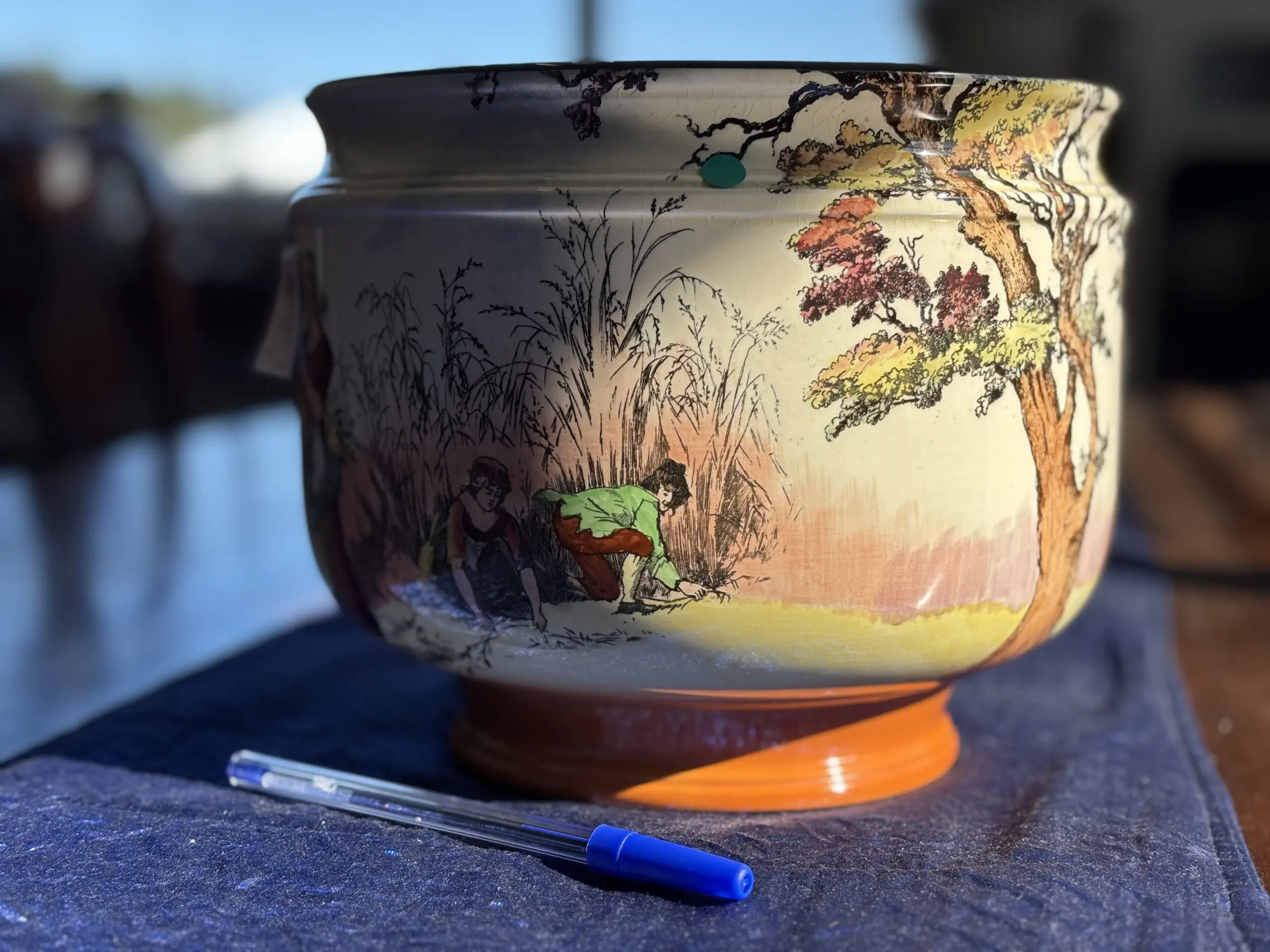 Vintage Royal Doulton Pastoral Scene Jardiniere Planter Bowl - Image 2