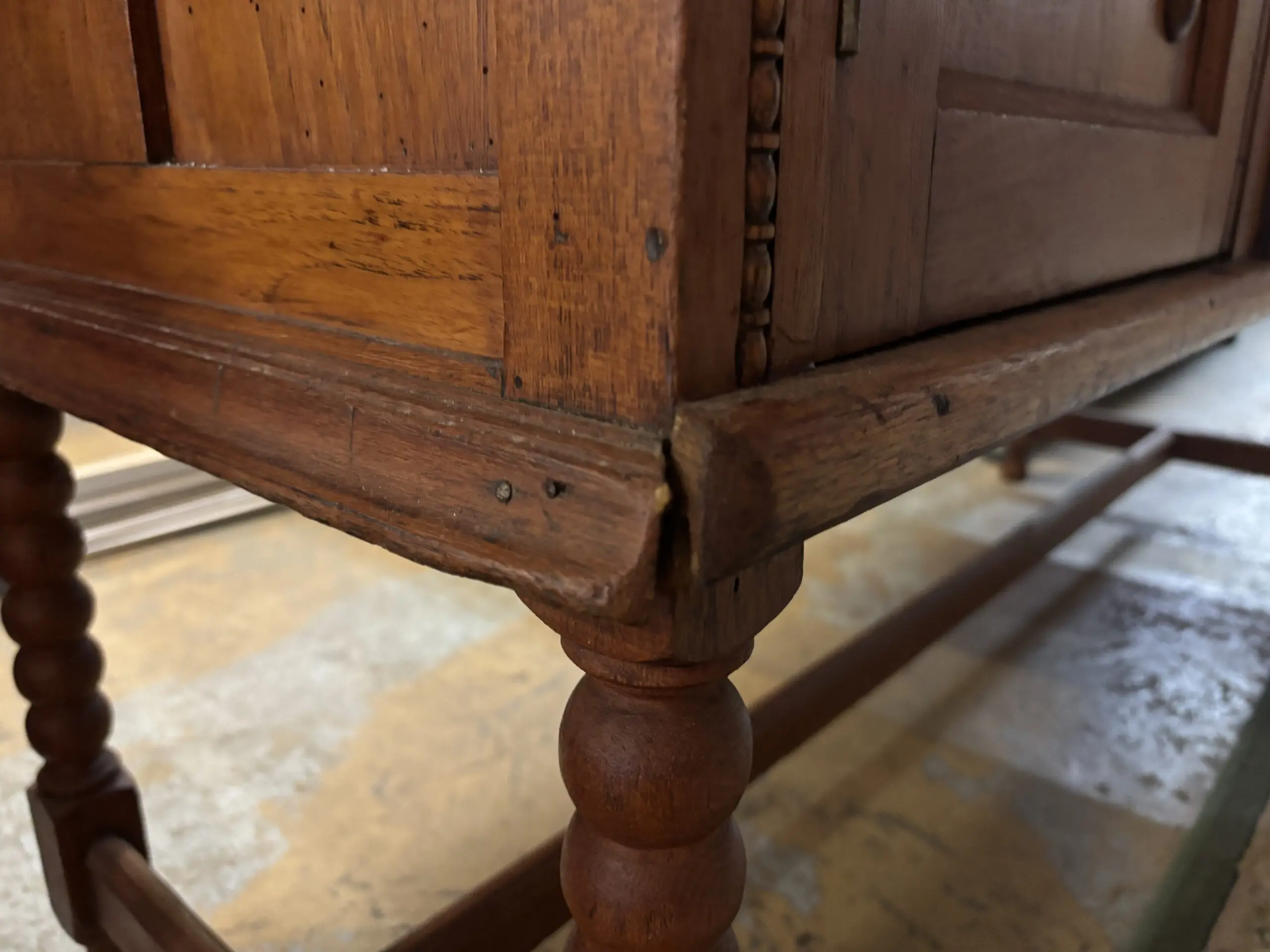 Vintage Teak Sideboard with Turned Legs & Gallery Back Rail - Image 7