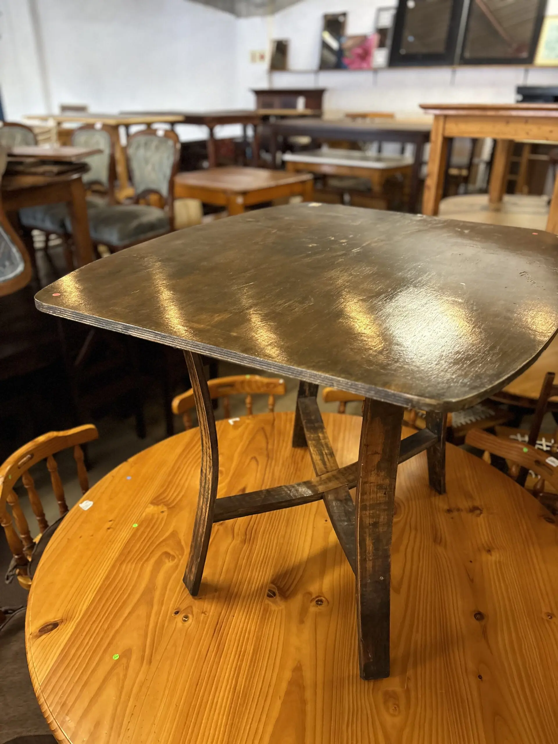 Handcrafted Upcycled Oak Barrel-Stave Occasional Table - Image 2