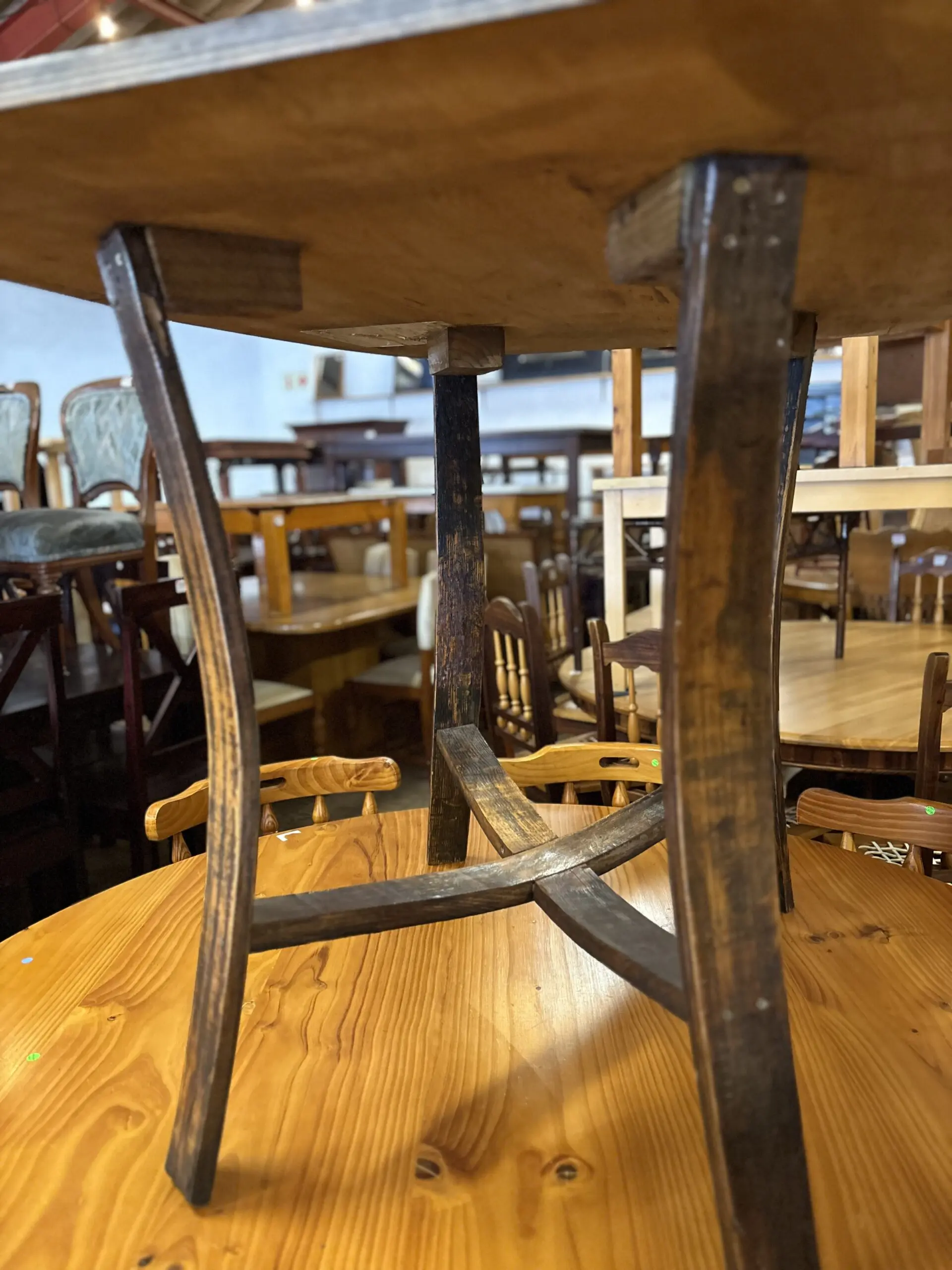 Handcrafted Upcycled Oak Barrel-Stave Occasional Table - Image 4