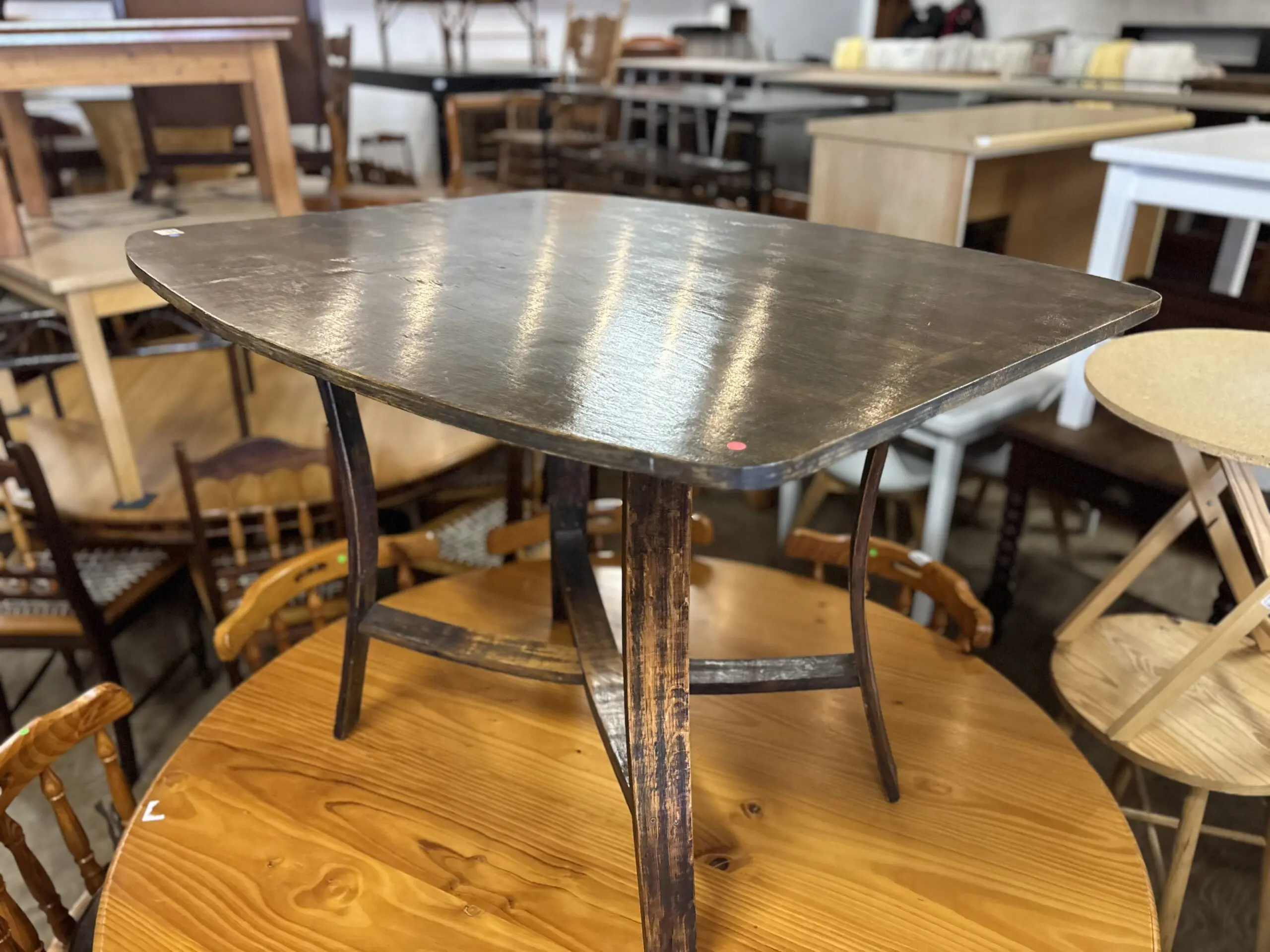Handcrafted Upcycled Oak Barrel-Stave Occasional Table - Image 5