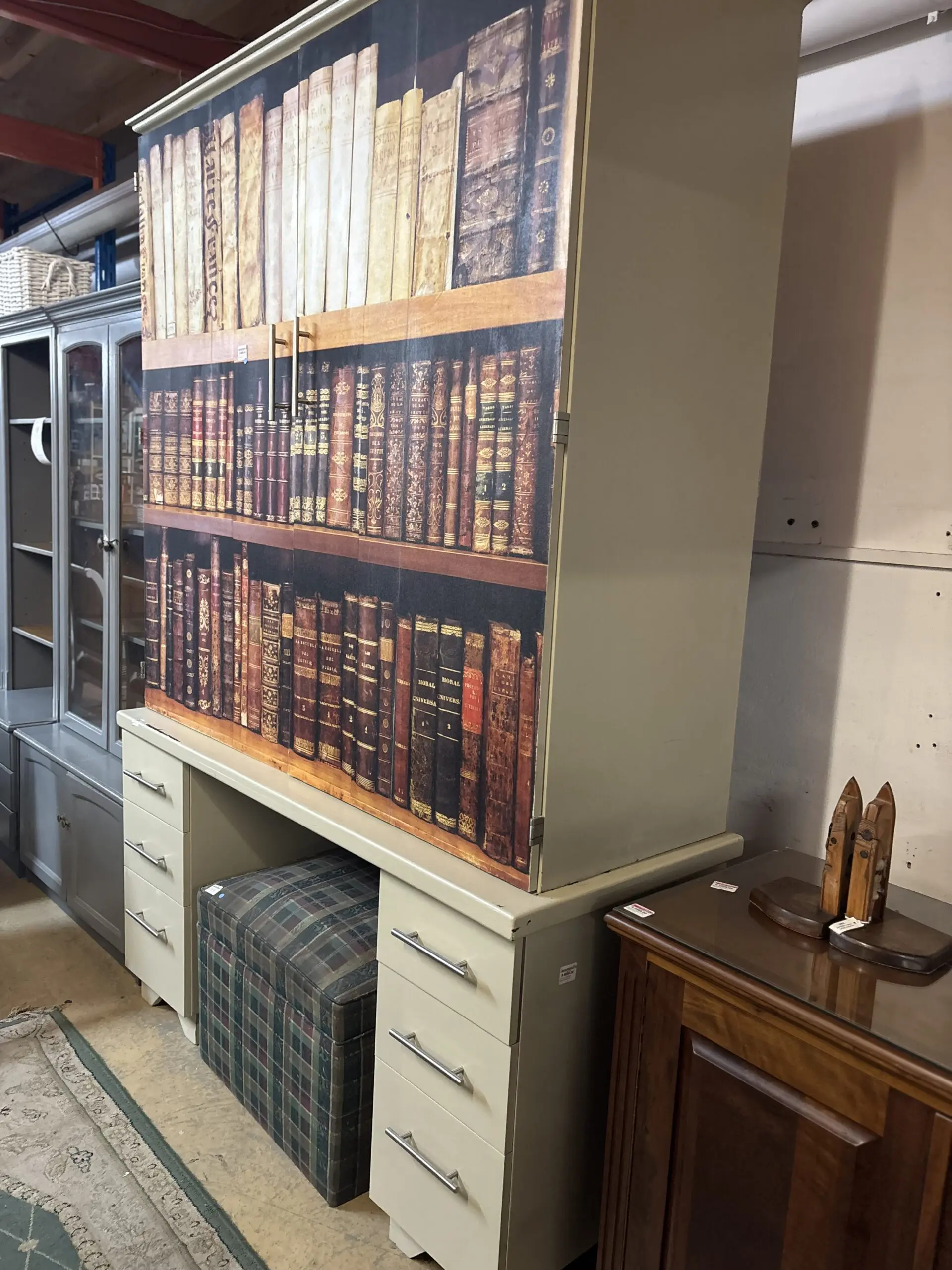 Upcycled Library-Themed Computer Armoire Desk with Storage - Image 8