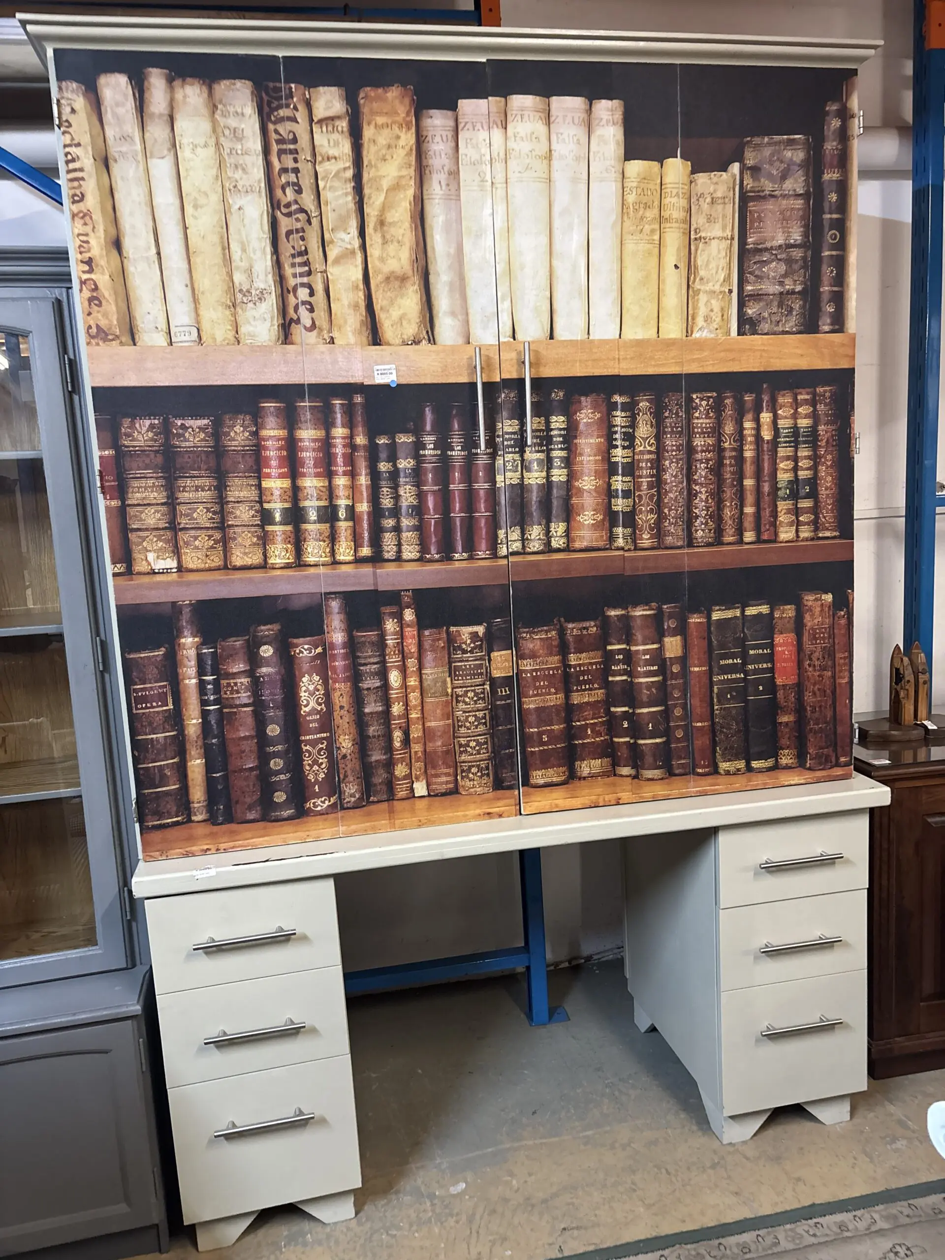 Upcycled Library-Themed Computer Armoire Desk with Storage - Image 7