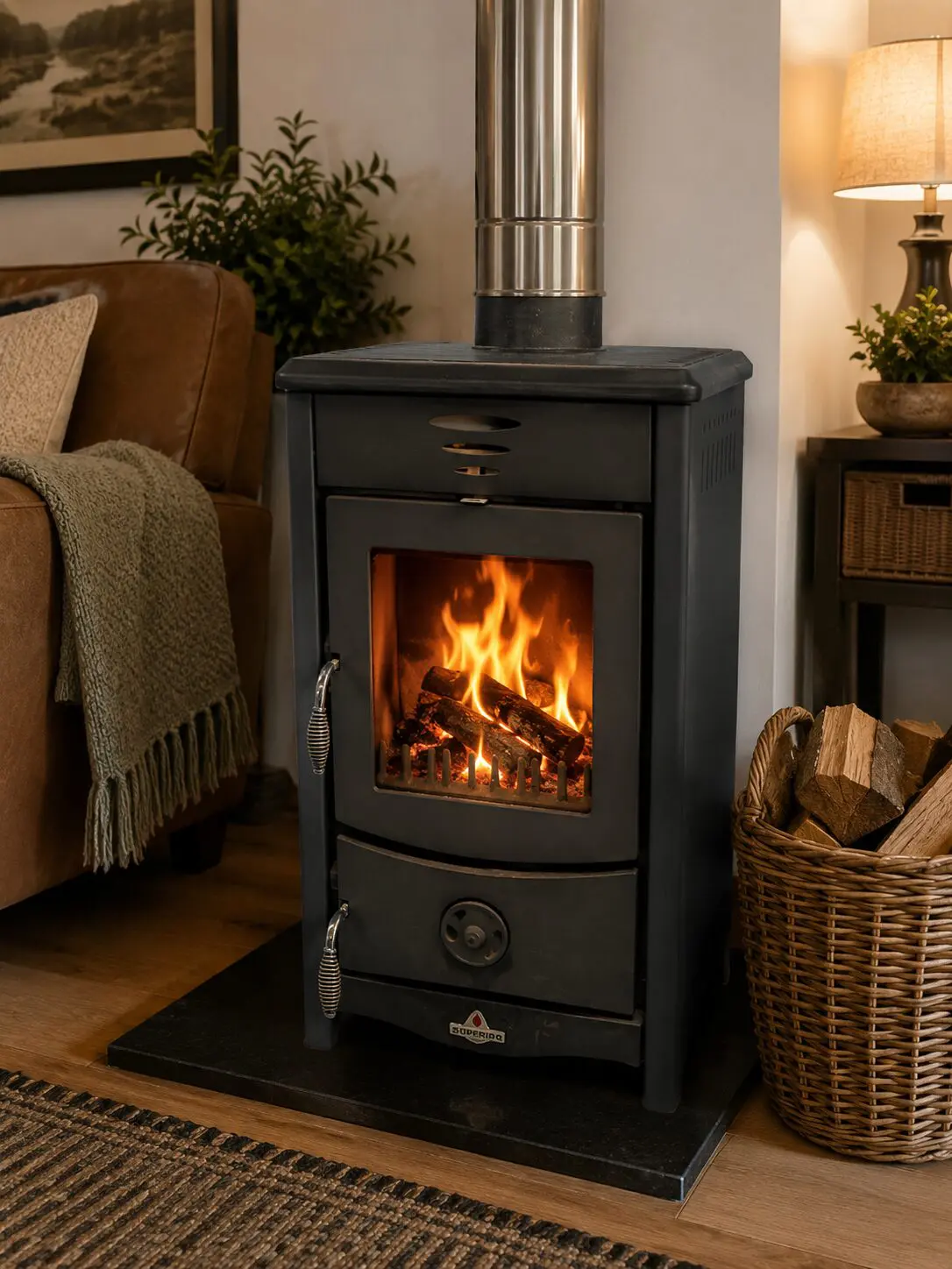 Superior Micaela Italian Wood Burning Stove with Stainless Flue