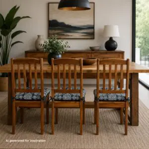 Solid Teak Dining Chairs with Cushions (Set of 4)