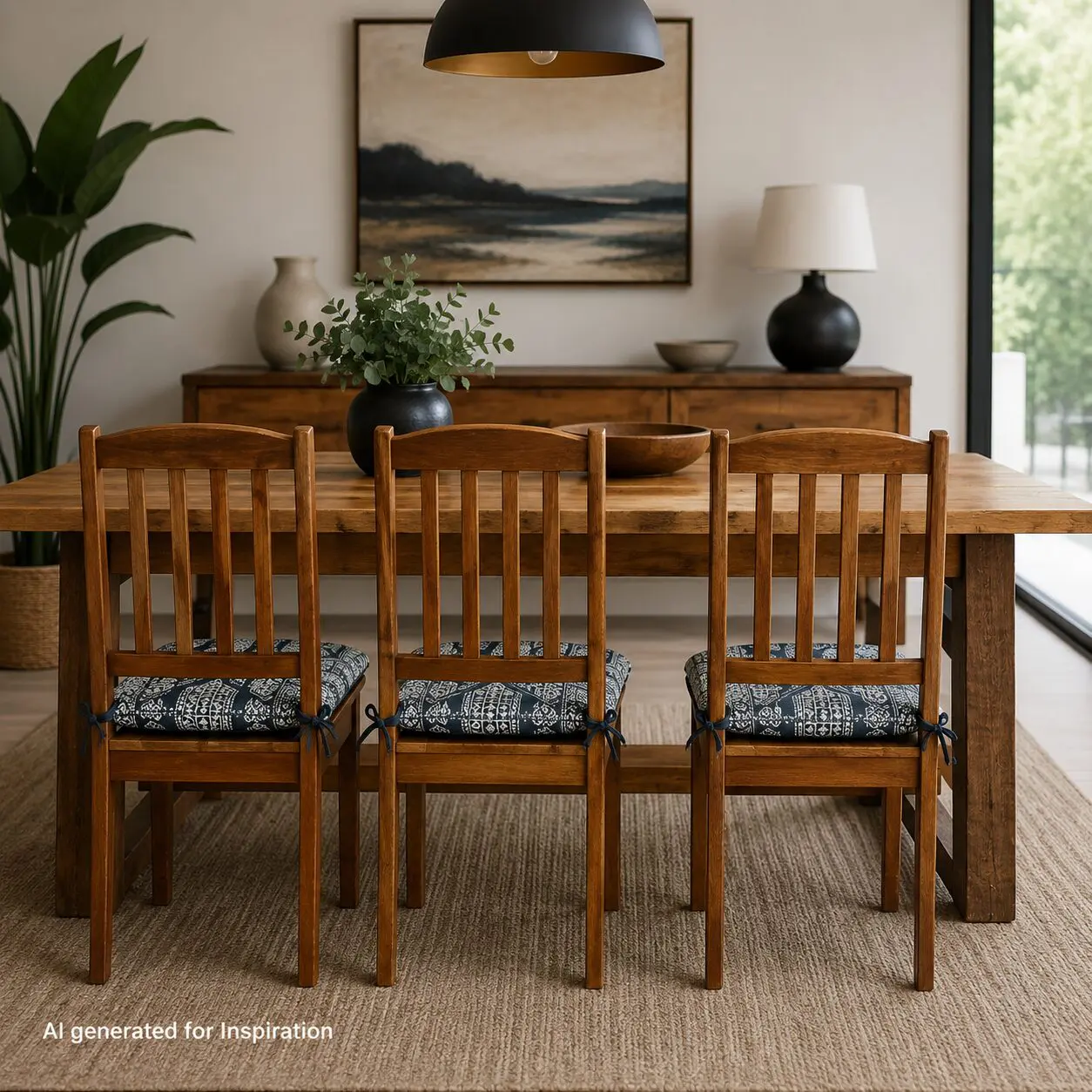 Solid Teak Dining Chairs with Cushions (Set of 4)