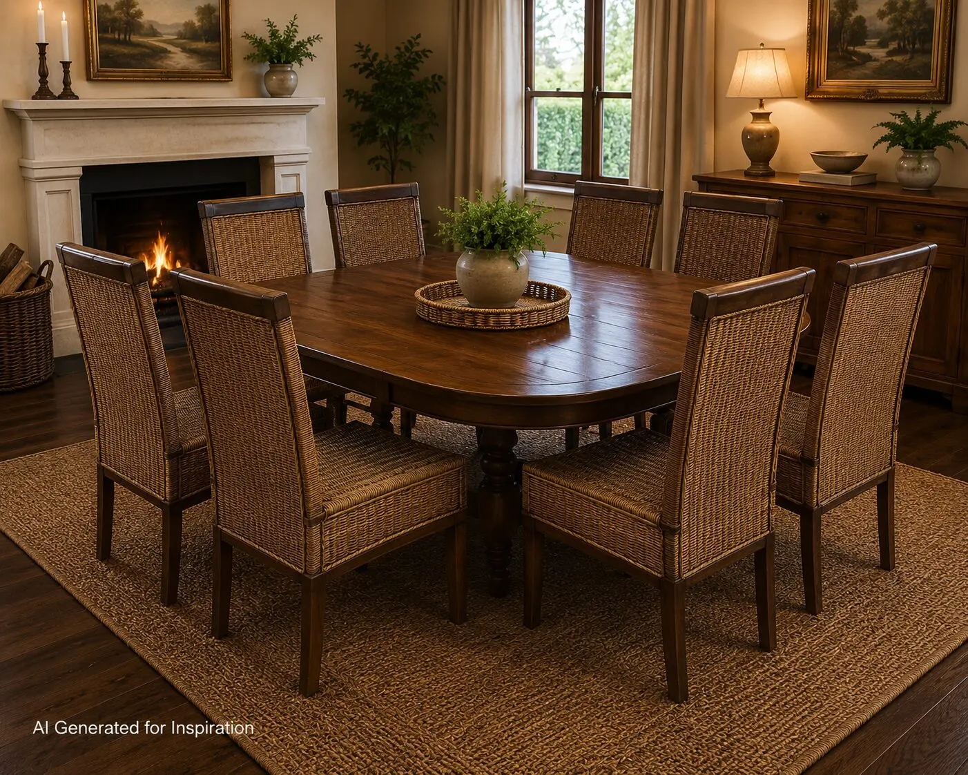 Woven Rattan-Style Dining Chairs Set of 8