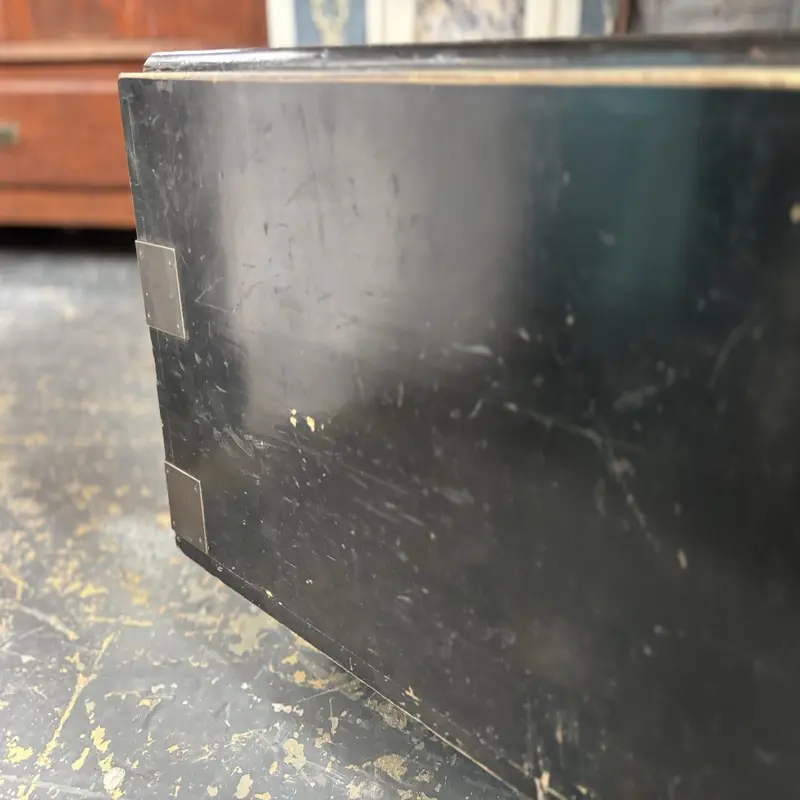 Black Oriental Style Coffee Table Storage Chest (wheels) - Image 2