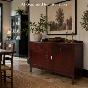 Solid Dark Wood Sideboard with 2 Drawers & 2 Doors