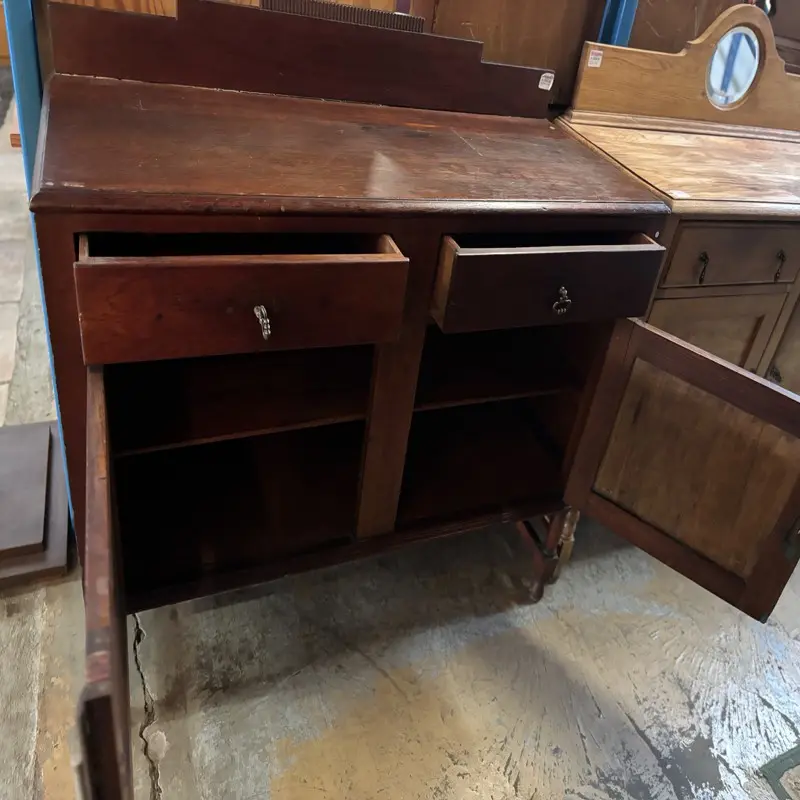 Solid Dark Wood Sideboard with 2 Drawers & 2 Doors - Image 5