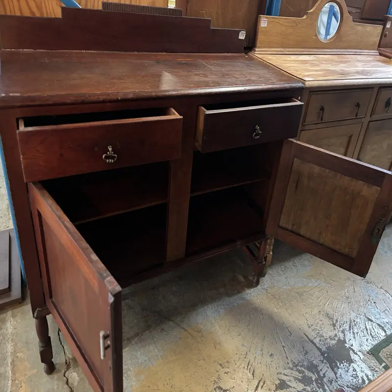 Solid Dark Wood Sideboard with 2 Drawers & 2 Doors - Image 4