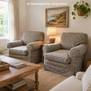Classic Grey Polka Dot Upholstered Armchair (EACH)