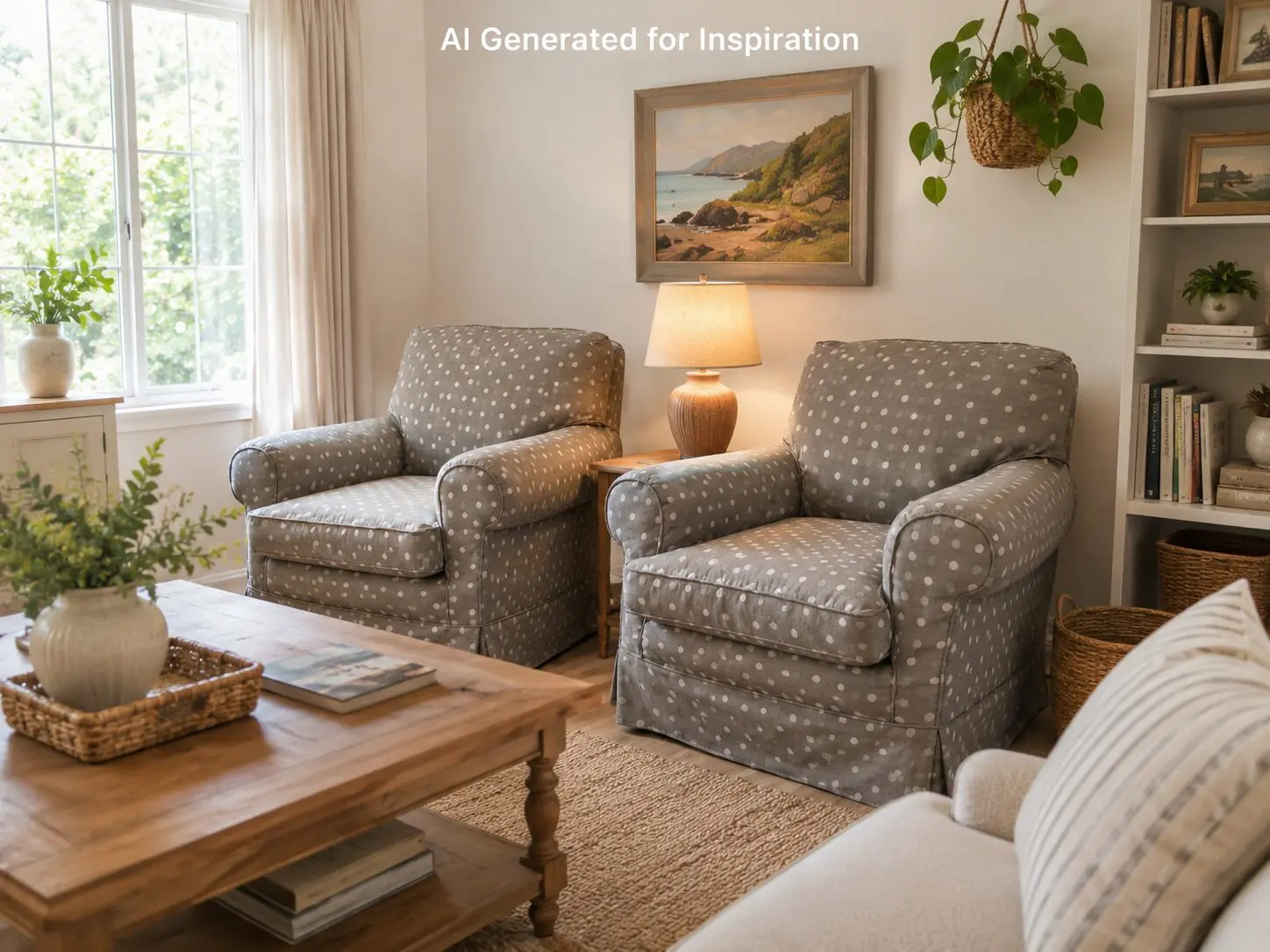 Classic Grey Polka Dot Upholstered Armchair (EACH)