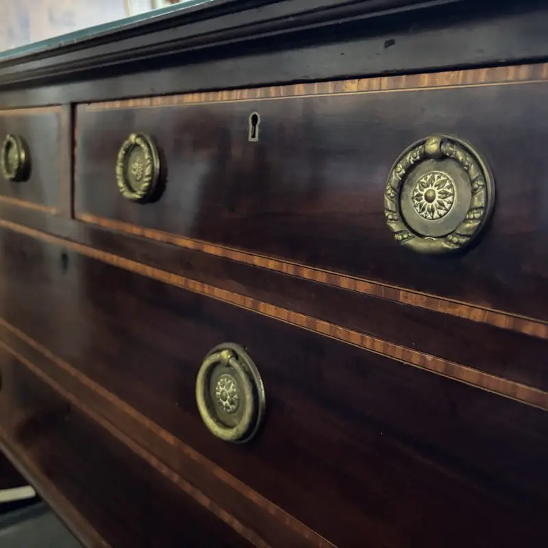 Mahogany Inlaid Chest of Drawers with Brass Pulls - Image 3