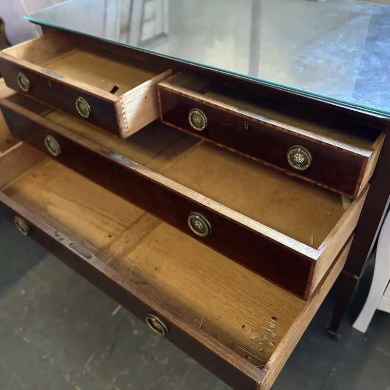Mahogany Inlaid Chest of Drawers with Brass Pulls - Image 2