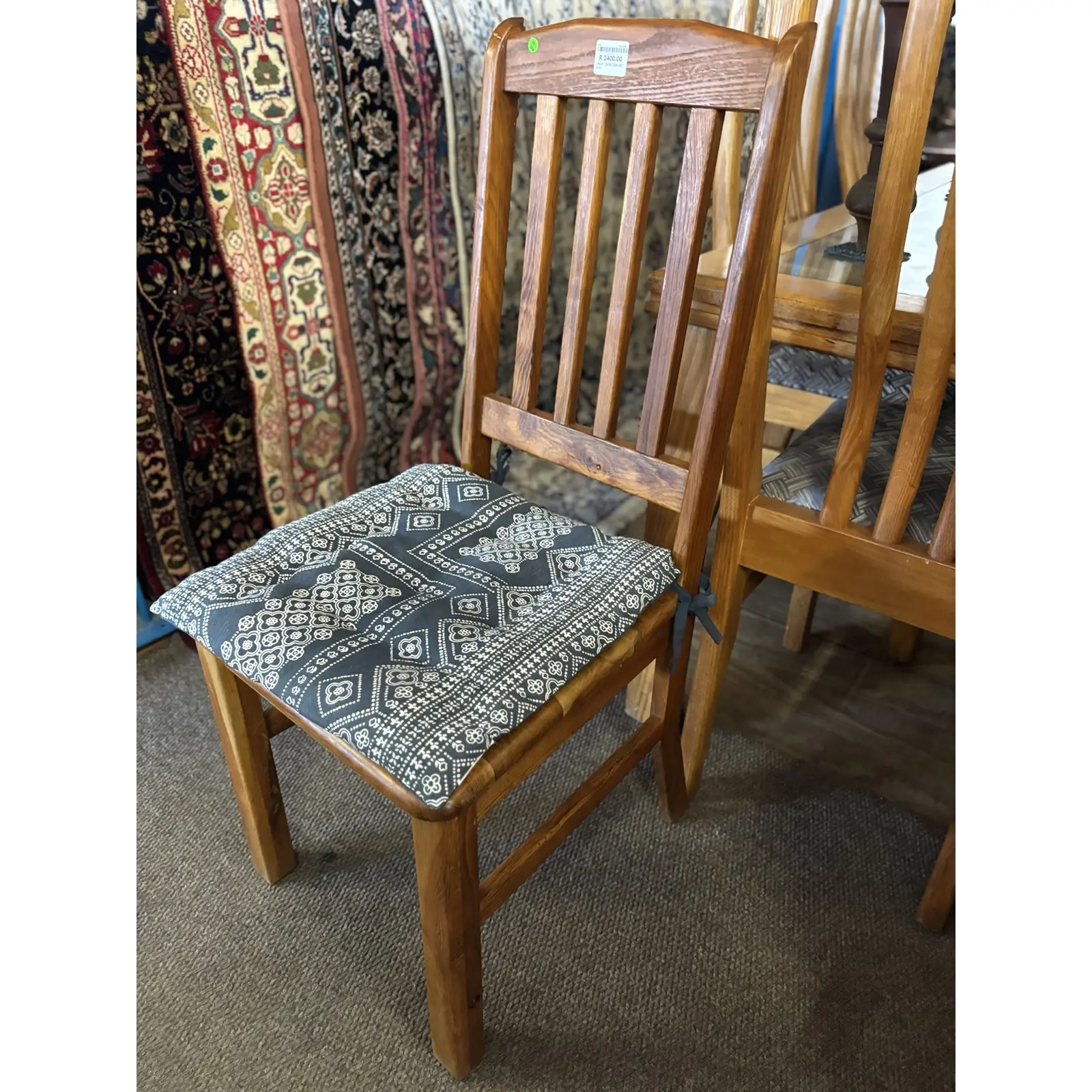 Solid Teak Dining Chairs with Cushions (Set of 4) - Image 4