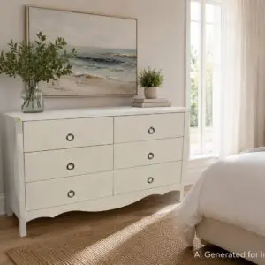 White High-Gloss 6 Drawer Chest with Ring Pull Handles