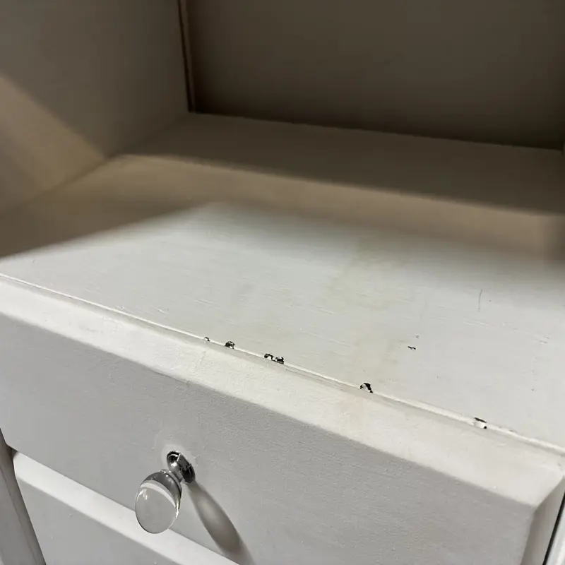 White Pedestal Drawer Set with Open Shelf Storage - Image 3