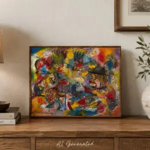 Bruce Fuller "Abstract Clowns" Framed Original Painting