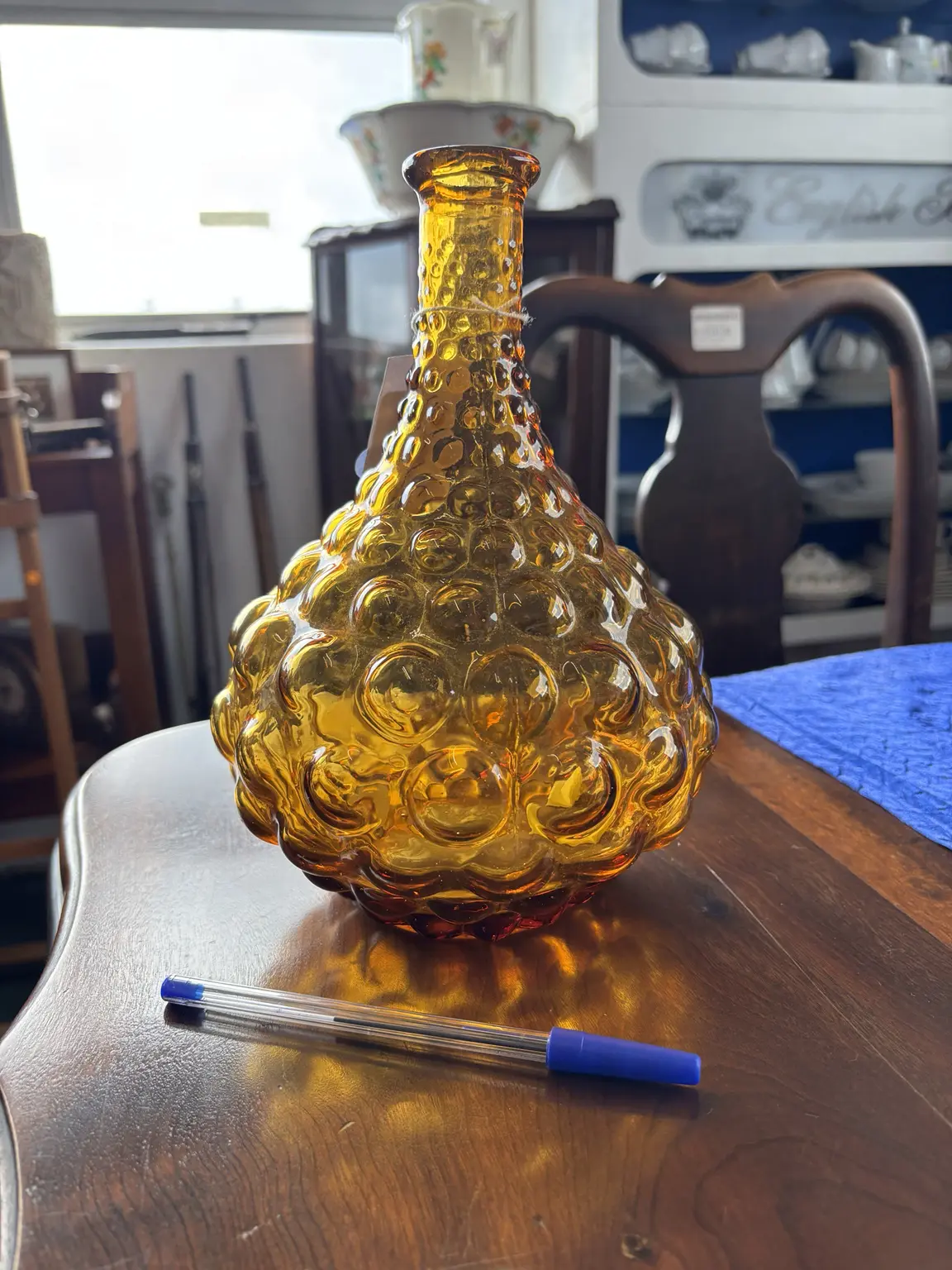 Vintage Amber Bubble Glass Decanter