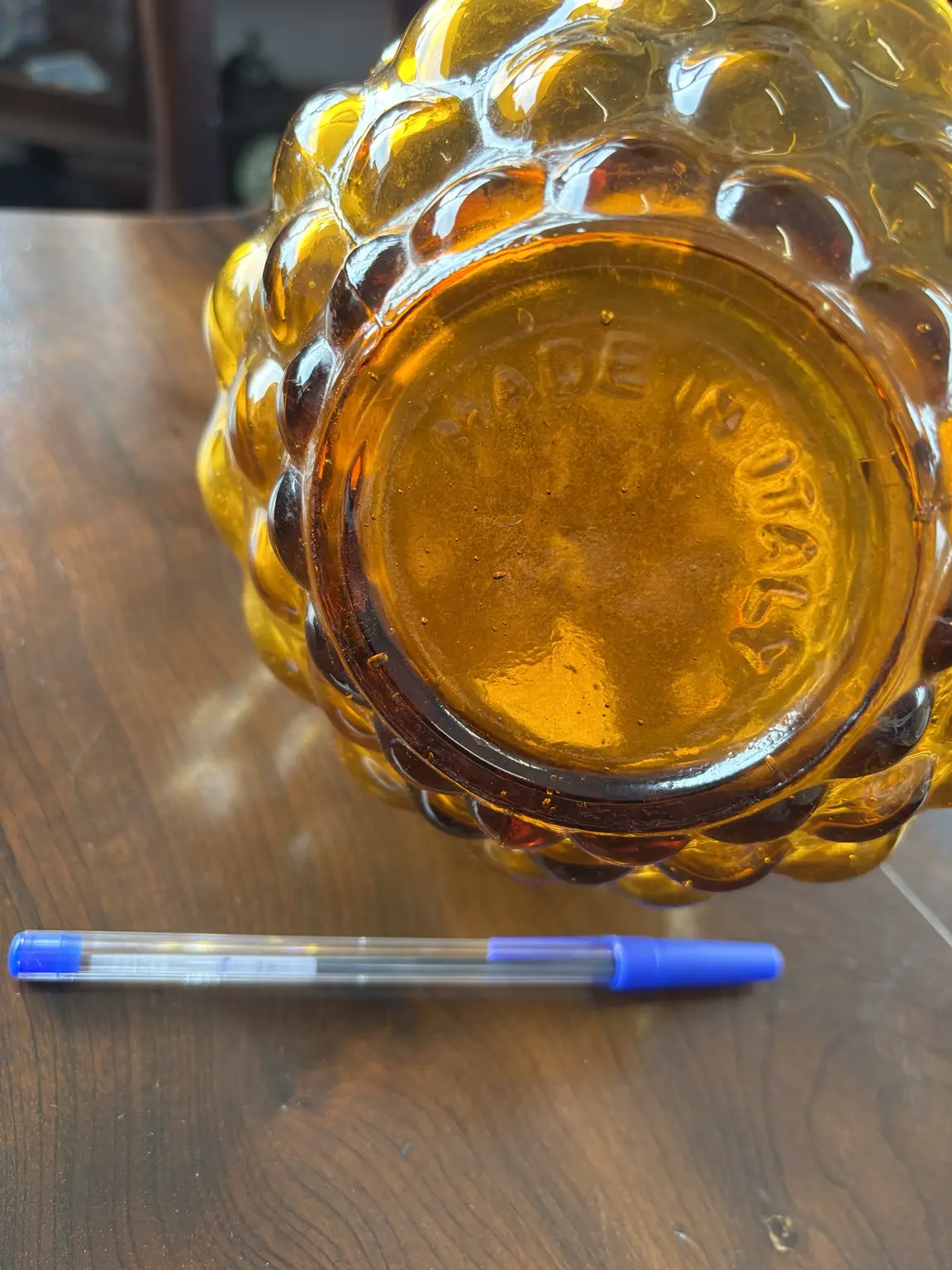 Vintage Amber Bubble Glass Decanter - Image 2