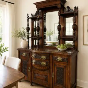 Antique Rosewood Sideboard with Bevelled Mirror
