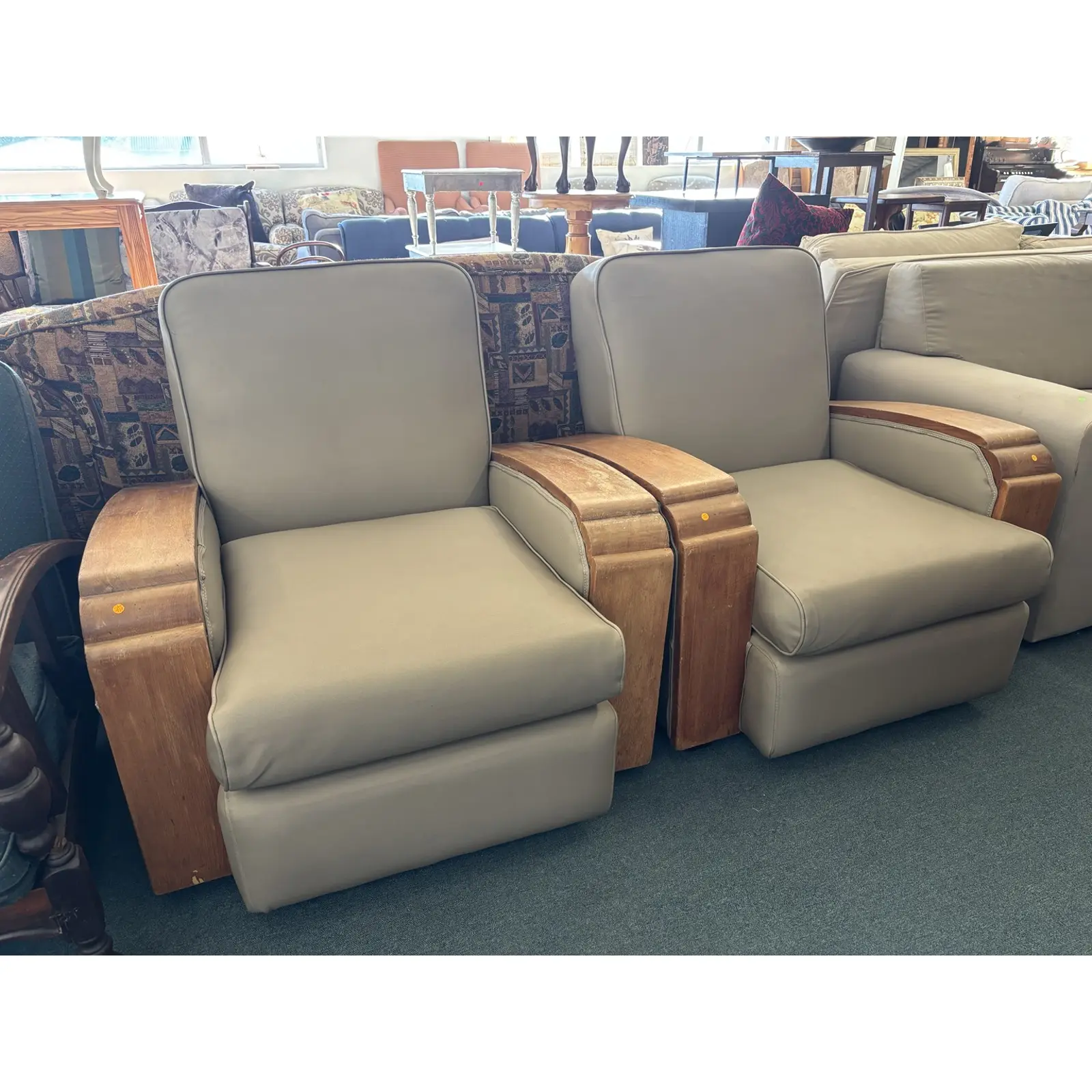 Pair of Art Deco Lounge Armchairs – Newly Upholstered - Image 4