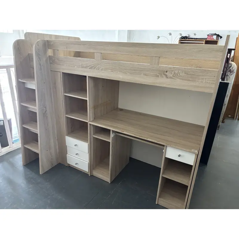 Oak Finish Bunk Bed with Workstation & Wardrobe - Image 7