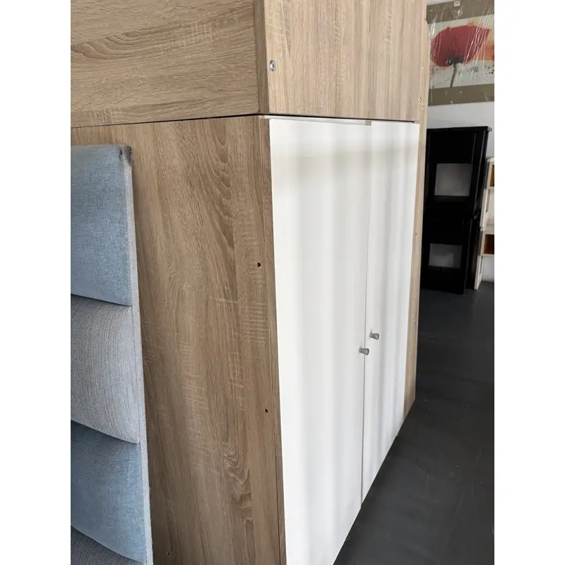 Oak Finish Bunk Bed with Workstation & Wardrobe - Image 3