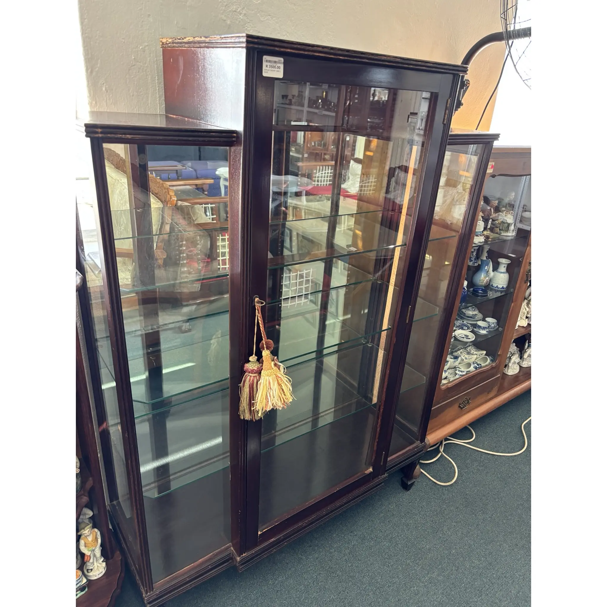 Classic Dark Wood Glass Display Cabinet - Image 5