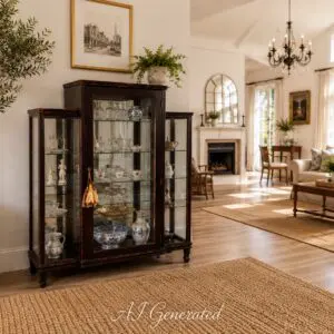 Classic Dark Wood Glass Display Cabinet