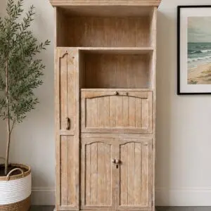 Rustic Farmhouse Storage Cabinet with Drop-Front Desk